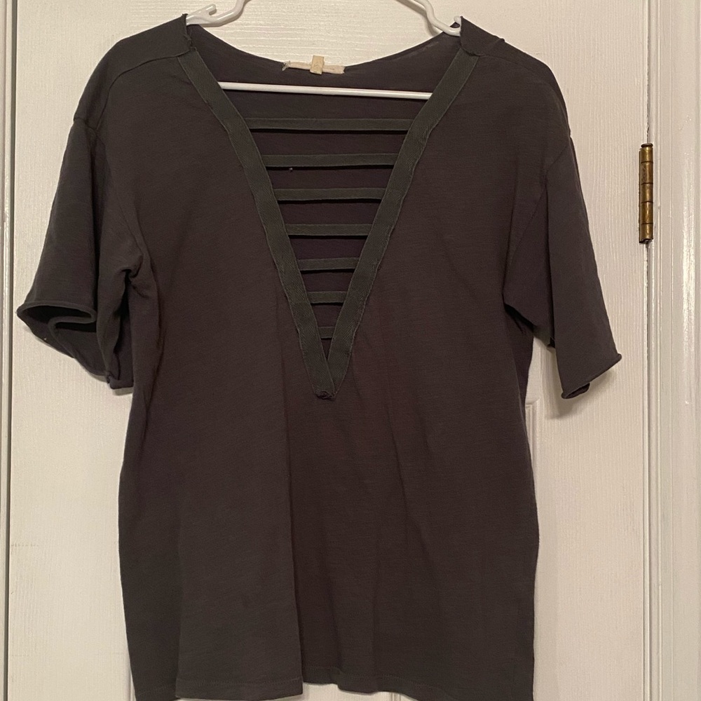 Deep V olive green t shirt